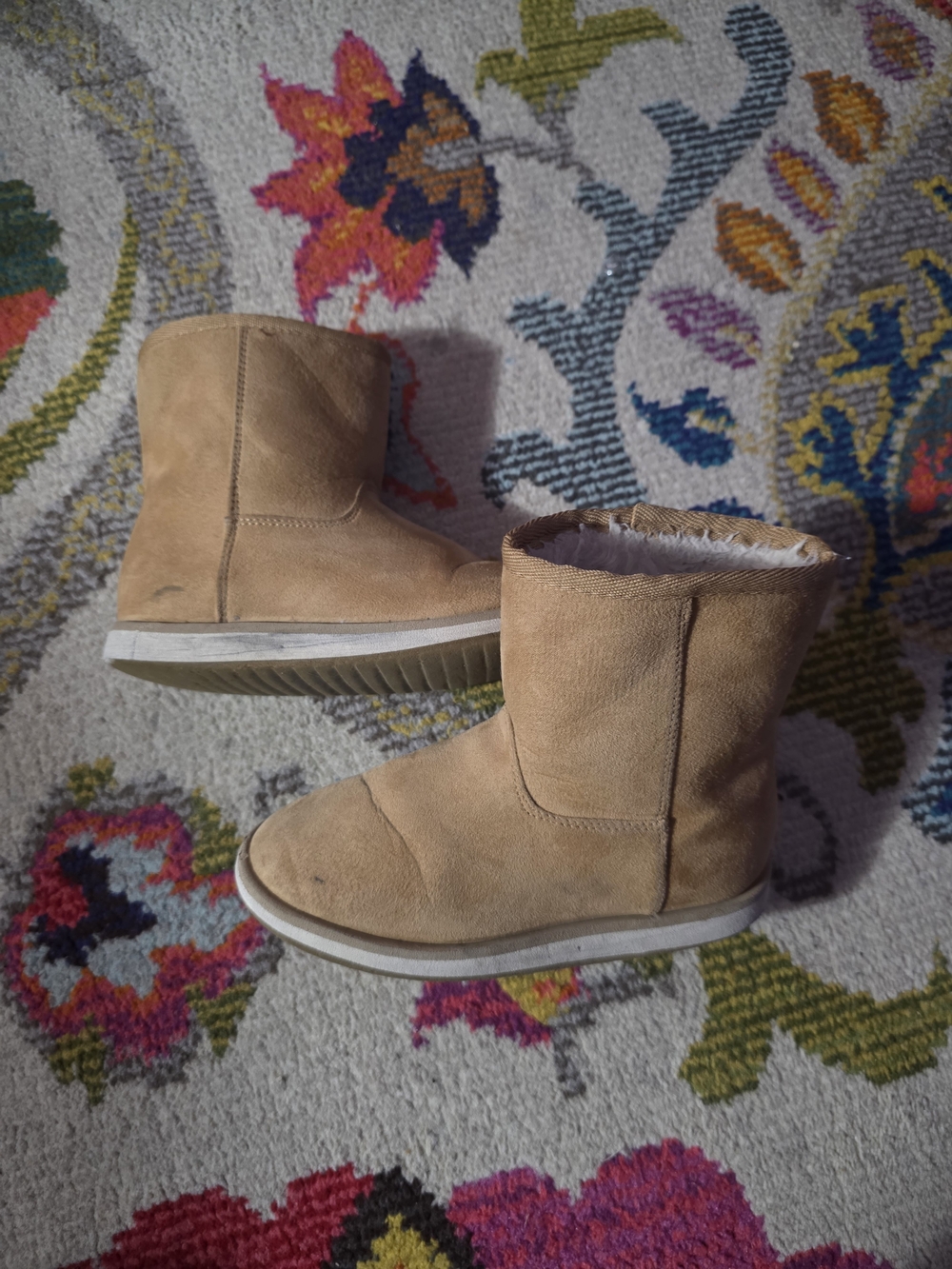 Classic Tan Suede Kid's Plush-Lined Winter Boots